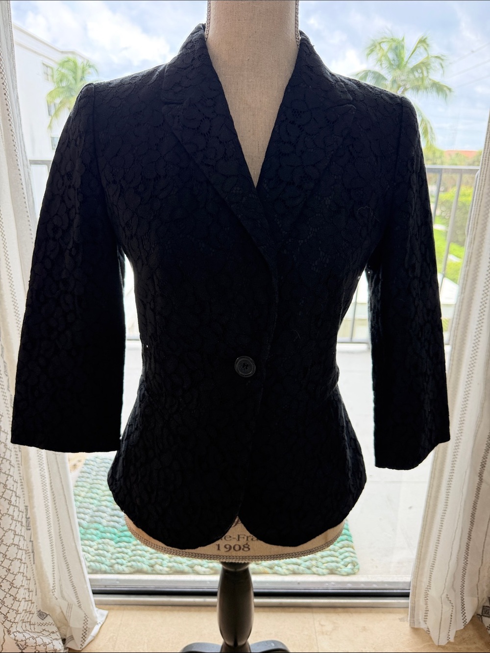 The Limited Black Lace Single-Button Blazer